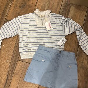 Girls long sleeve knit top and skirt